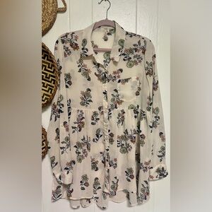 Red Camel Multicolored Long Sleeve Buttoned Blouse Floral Size Large